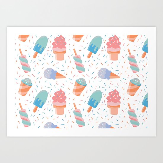 pastel ice cream pattern Art Print