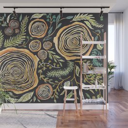 Tree rounds botanical wallpaper  Wall Mural