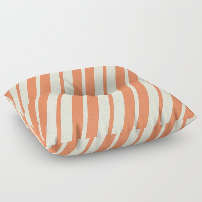 Coral & Beige Colored Pattern of Stripes Floor Pillow