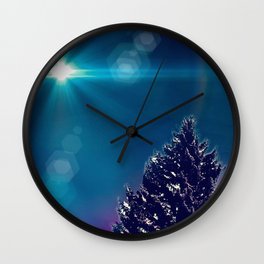 Snowtopian Dysfall Wall Clock | Colorful, Digital, Snow, Purple, Dystopia, Photo, Pine, Trees, Color, Blue 