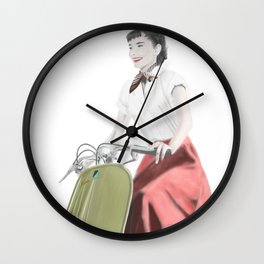 Audrey ride on Vespa Wall Clock
