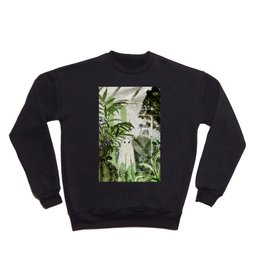 There's A Ghost in the Greenhouse Again Crewneck Sweatshirt | Glass, Cute, Haunted, Plants, Haunt, Building, Digital, Creepy, Ghosts, Cacti 