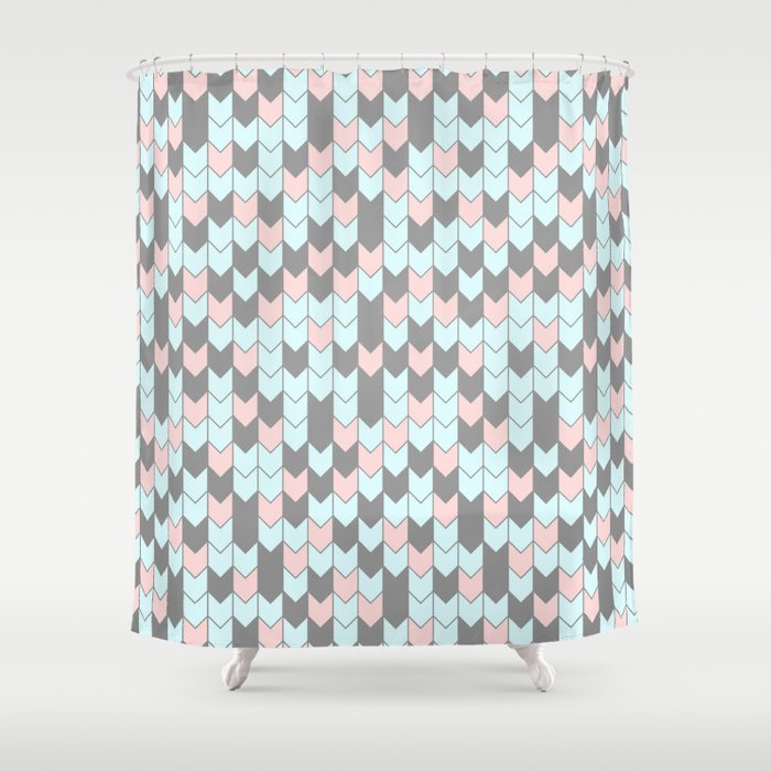 Modern C Teal Gray Geometrical, Pink And Gold Chevron Curtains