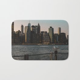 Manhattan skyline at sunset in New York City Bath Mat