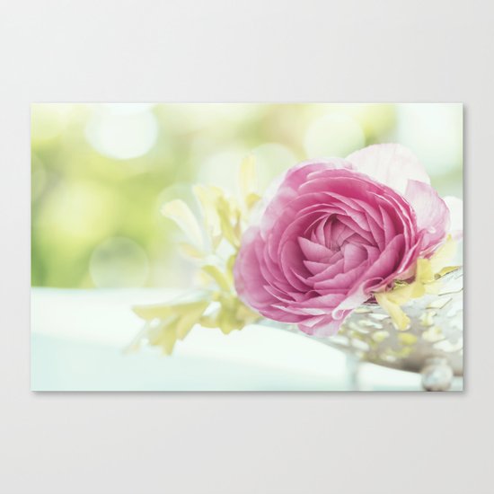 Princess like - Lightpink flower sparkling in silver bowl Still-life on #Society6 Canvas Print