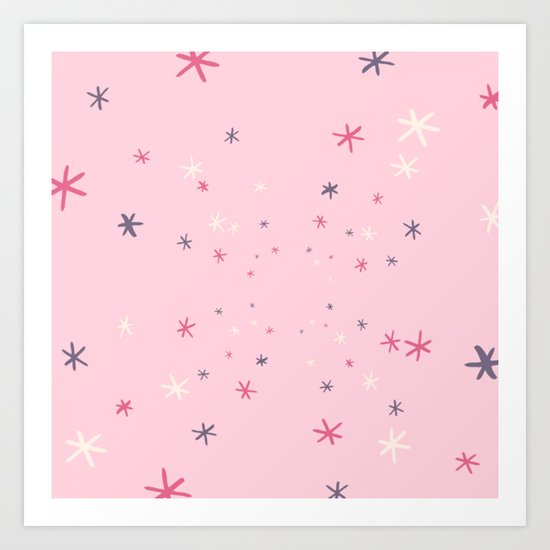 Pink Decorative Design with Stars to Infinity Art Print