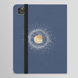 Watercolor Seashell and Sand on Dark Slate Blue iPad Folio Case