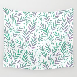 Watercolor branches - pastel green and very peri Wall Tapestry