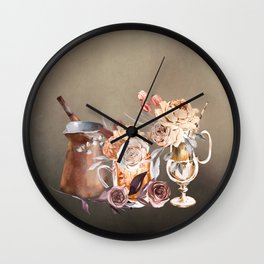 Coffee and Flowers Wall Clock | Coffeeservice, Espresso, Vintagecoffee, Coffee, Latte, Turkishcoffee, Coffeeart, Cappuccino, Coffeegrinder, Painting 