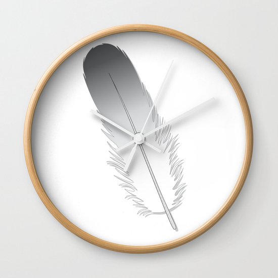 White Fuzz Feather Wall Clock