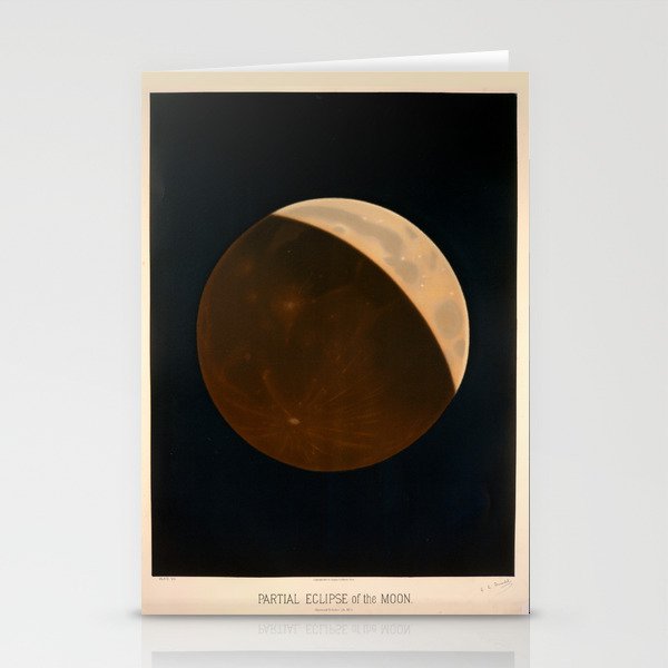Partial eclipse of the Moon by Étienne Léopold Trouvelot (1874) Stationery Cards