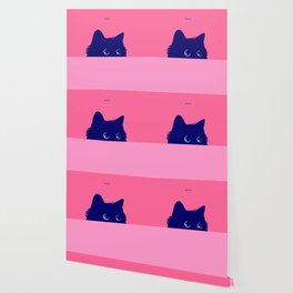 Cat on Deep Pink Wallpaper