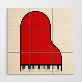 Red Grand Piano Wood Wall Art