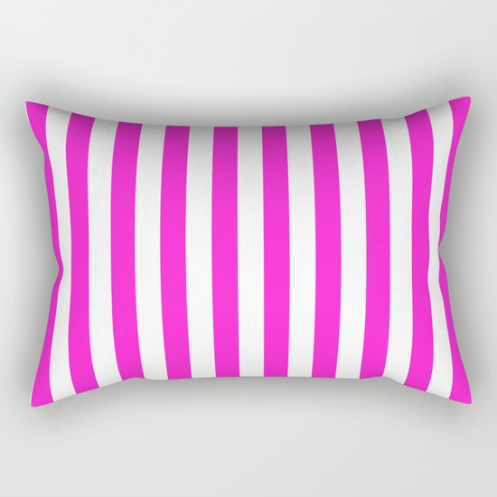 Vertical Stripes (Hot Magenta/White) Rectangular Pillow