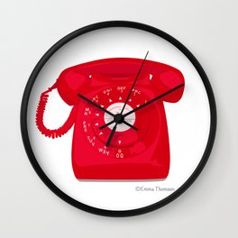 Red Vintage Telephone Wall Clock