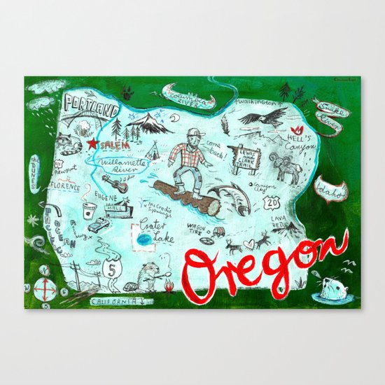 Map of Oregon Canvas Print