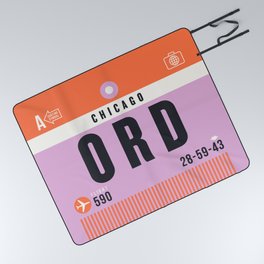 Luggage Tag A - ORD Chicago USA Picnic Blanket