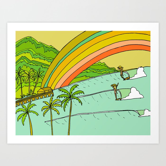 Surf Paradise Rainbow of Happiness Art Print