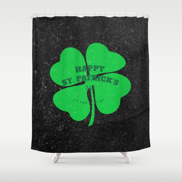 Retro Vintage Happy St Patricks Day Green Shower Curtain