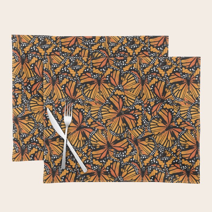 Monarch Butterflies Pattern Butterfly Pattern Placemat by Eclectic