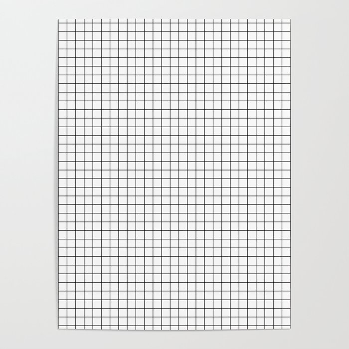 White Grid Black Line Poster