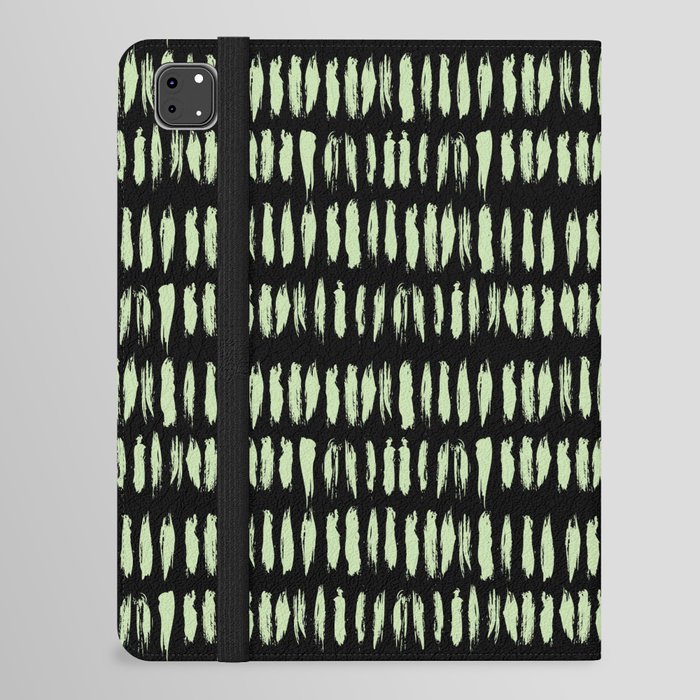Black and Green Stripe Dash Lines Pattern Pairs Coloro 2022 Popular Color Aloe Gel 058-83-18 iPad Folio Case