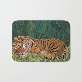 Tiger's Sunday Serendipity  Bath Mat | Nature, Digital, Abstract, Animal 