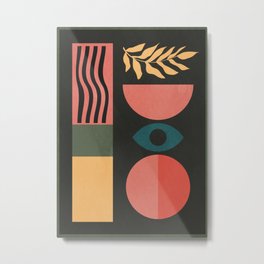 Geometric Abstraction 92 Metal Print | Digital, Wallart, Line, Painting, Mid Century, Illustration, Minimal, Abstract, Plant, Watercolor 