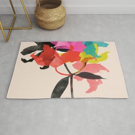 lily 5 sq Rug | Nature, Curated, Garimadhawan, Printmaking, Flowers, Botanical, Healing, Lily, Collage, Color 