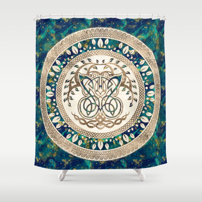 Butterfly and Tree of life Yggdrasil Shower Curtain