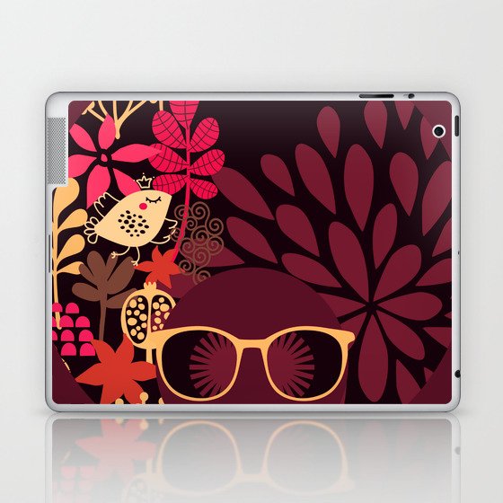 Afro Diva : Sophisticated Lady Deep Pink & Burgundy Laptop & iPad Skin