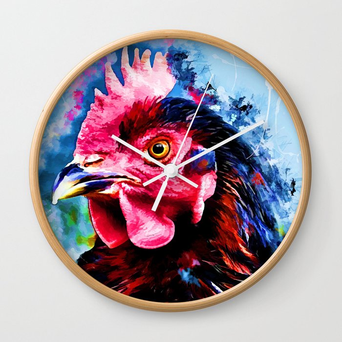 Rooster Art 2 Rooster Animals Wall Clock By Jbjart