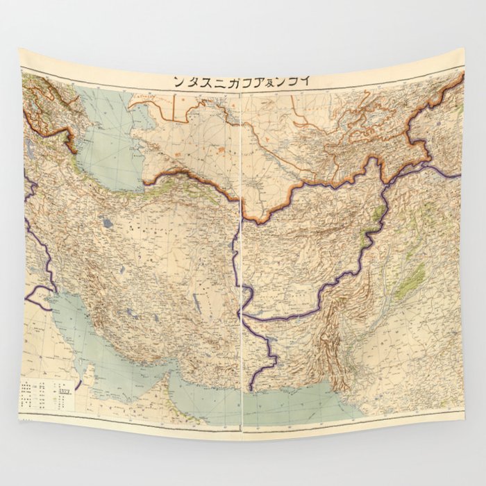 Map of Iran & Afghanistan (1941) Wall Tapestry