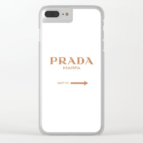 Rose gold copper PradaMarfa sign Clear iPhone Case