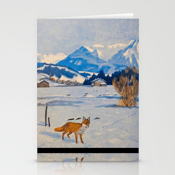 Jugend-Munich illustrated weekly for art and life - 1906 Cold Climate Snow Mountains Fox Stationery Cards