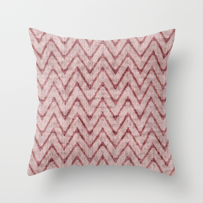 Rich Dusty Pink Zigzag Faux Velvet Chevron Throw Pillow By