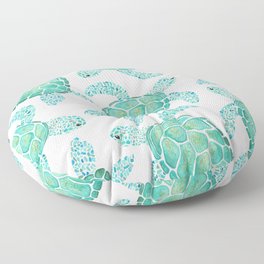 Sea Turtle Pattern - Blue Floor Pillow