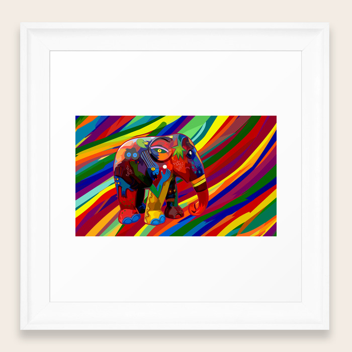 Full Color Abstract Elephant Framed Art Print By Digitalizedteam