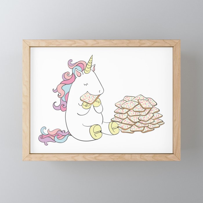 Unicorn loves fairy bread Framed Mini Art Print