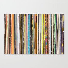 Vintage Used Vinyl Rock Record Collection Abstract Stripes Canvas Print