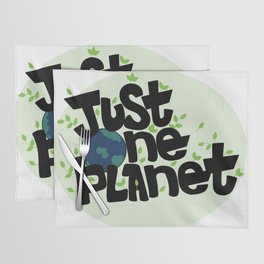 Just one Planet in lettering style. Climate change Placemat