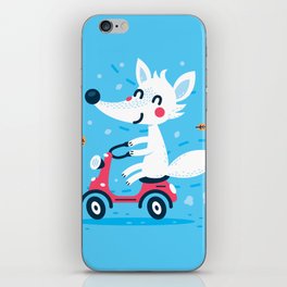 White Fox Riding Vespa iPhone Skin