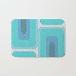 Mid Century Modern Long Rectangles Turquoise Blue Bath Mat