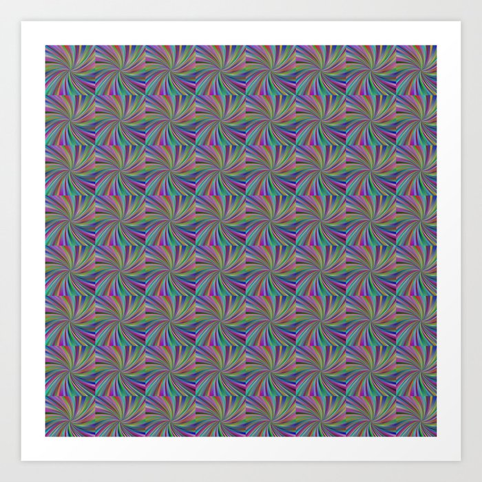 Pink Purple, Green and More Swirl Repeating Pattern Art Print