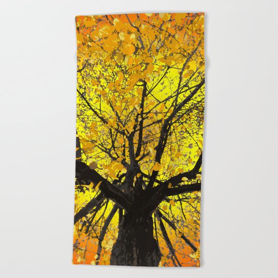 Yellow Leaves Beach Towel