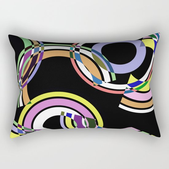 Retro 5 - Rings And Rainbows, abstract, pastel, geometric, artwork Rectangular Pillow