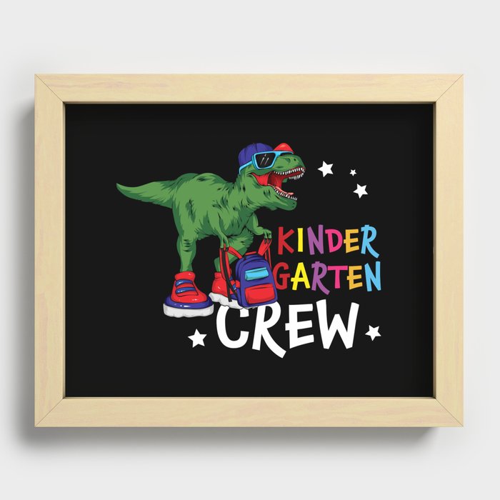 Kindergarten Crew Student Dinosaur Recessed Framed Print