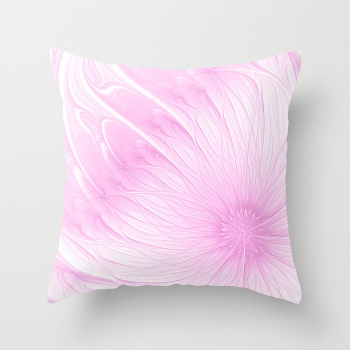 Pink Spring | Flower, abstract digital painting, cute floral pattern, pretty pastel flowers Throw Pillow