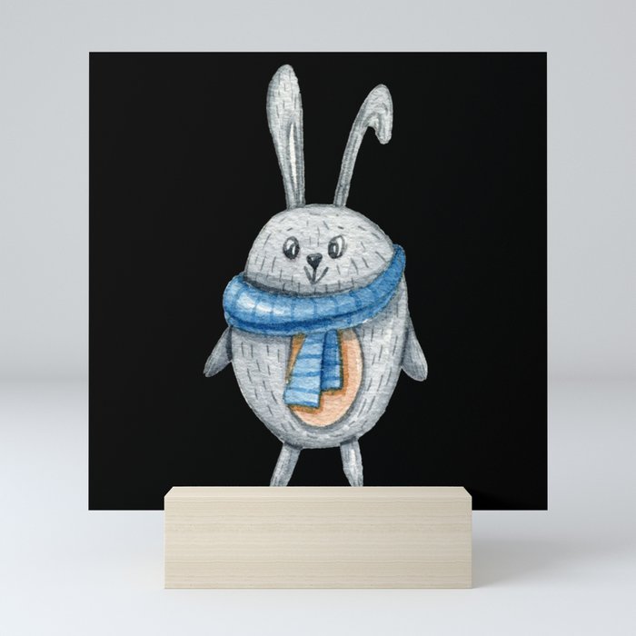 Cute rabbit with scraf Mini Art Print