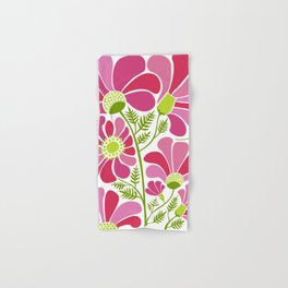 Pink Daisy Flower Illustration Hand & Bath Towel